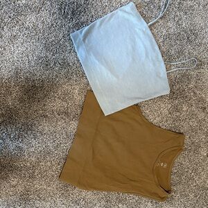 Brown and Light Blue Tank Tops